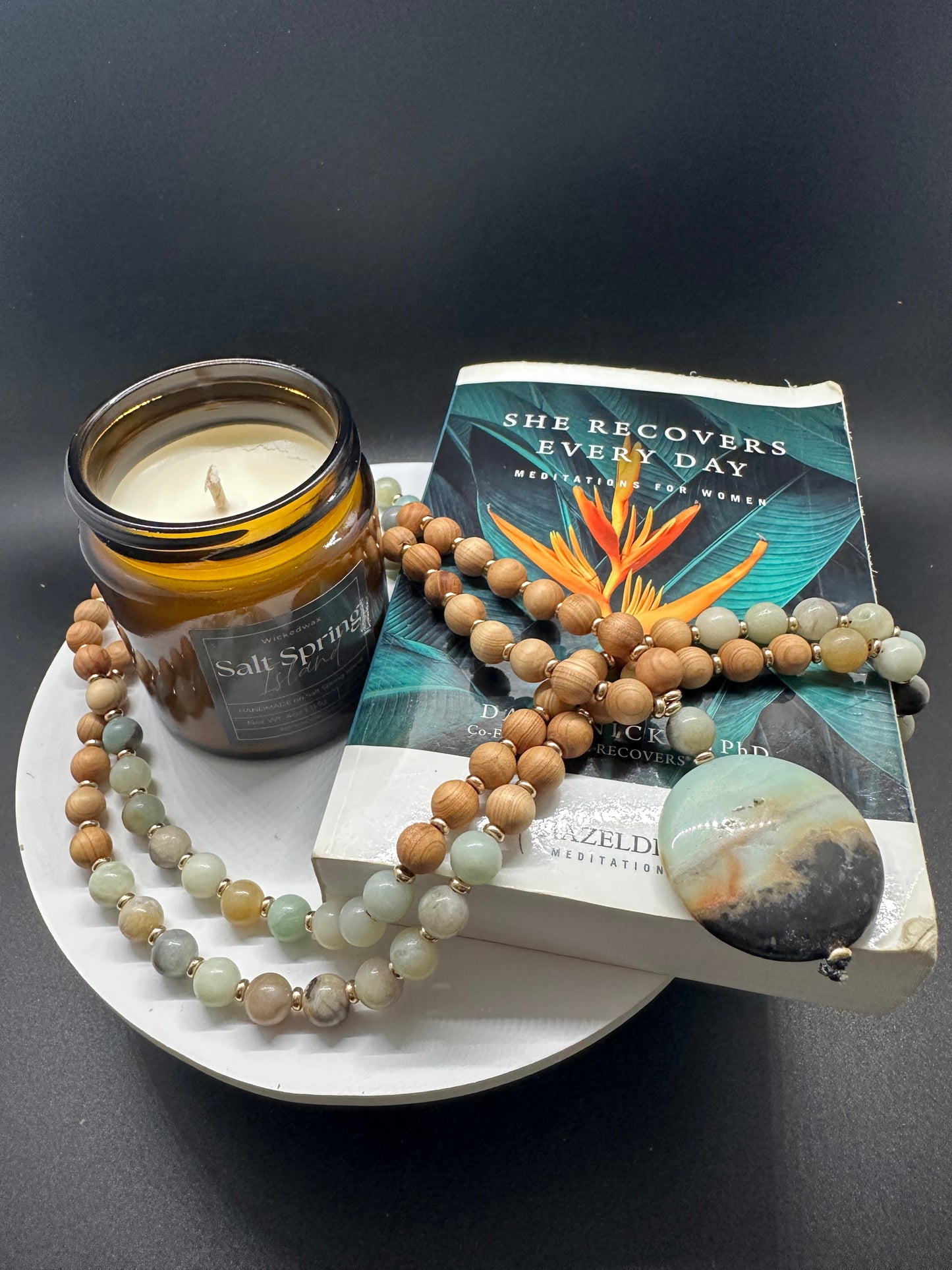 Ocean Horizon Mala – Amazonite & Sandalwood
