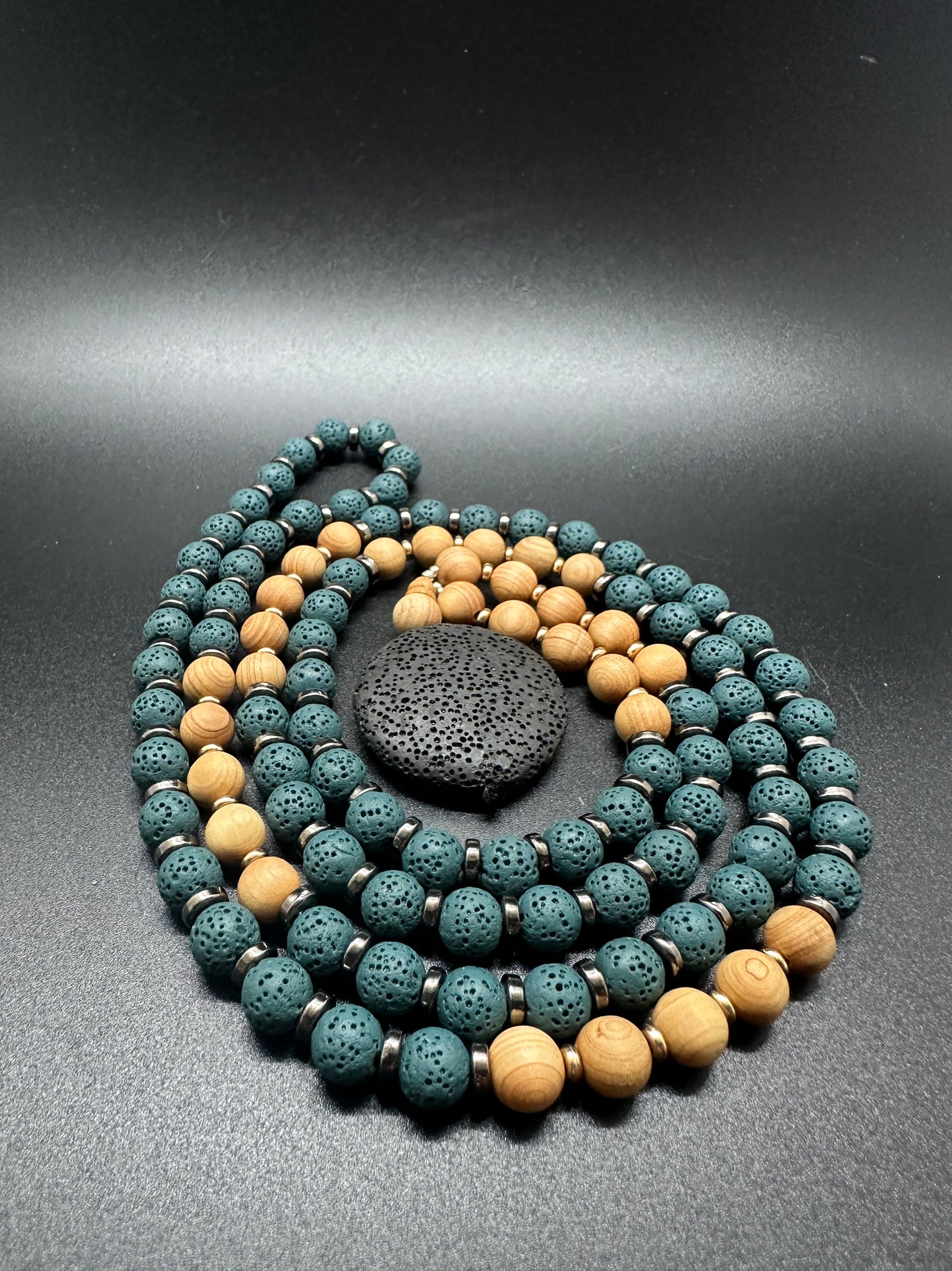 SOLD-Grounding Lava and Sandalwood Journey Beads