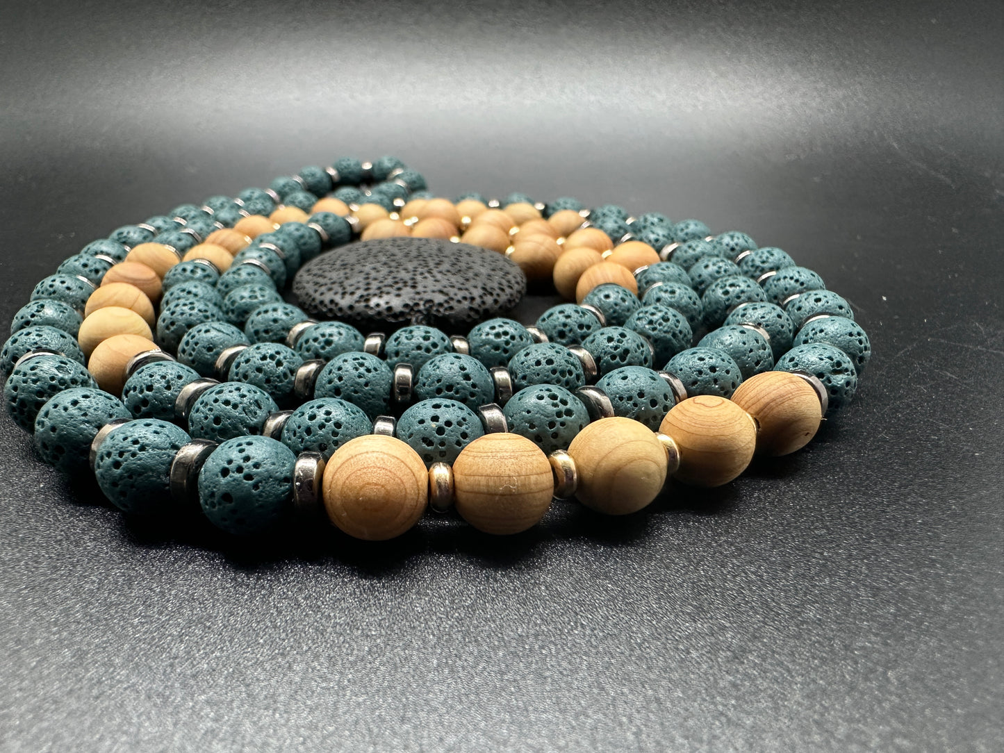 SOLD-Grounding Lava and Sandalwood Journey Beads