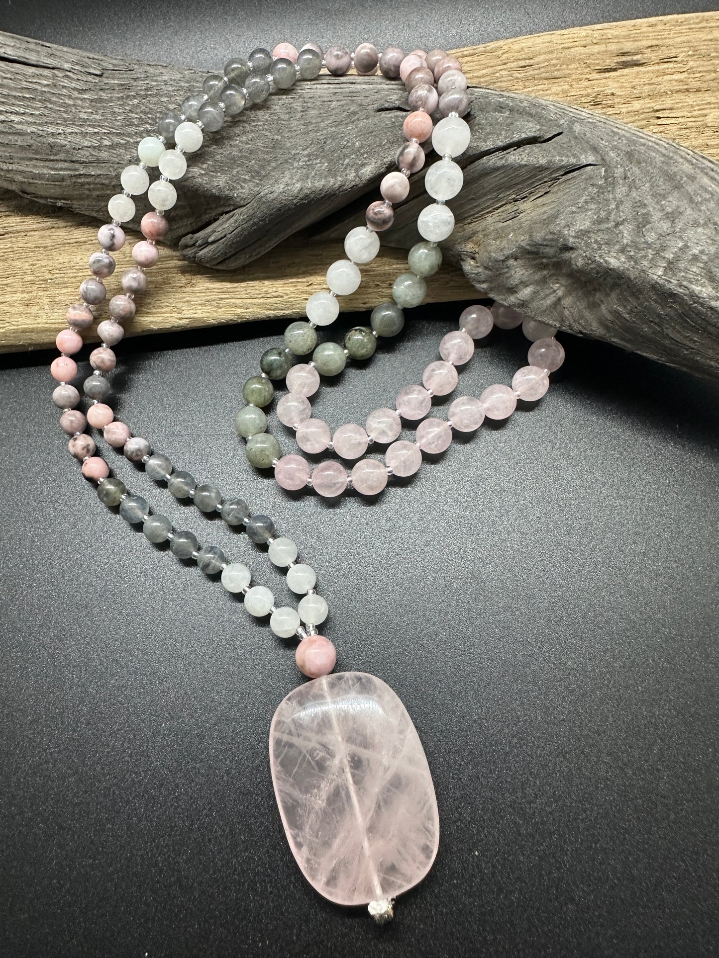 SOLD-Rose & Shadowlight Mala